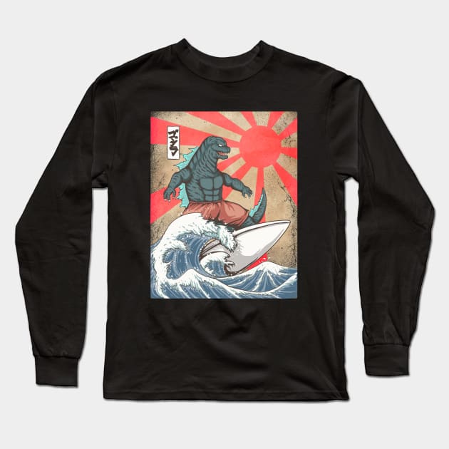 godzilla Long Sleeve T-Shirt by opoyostudio